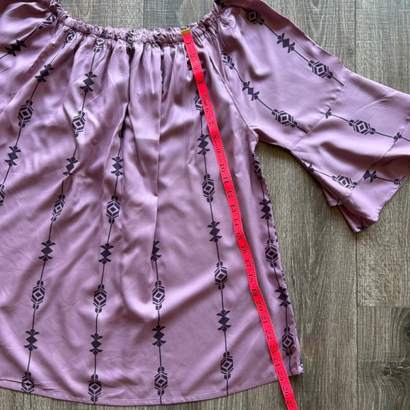 NWT Lascana Women's 14 Purple Off-the-Shoulder Bohemian Blouse Flutter Sleeves - Picture 6 of 9